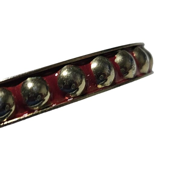 Vintage Red Gold Toned Metal Bangle Bracelet Dome Accents 80s 90s Punk Fashion - Picture 3 of 4